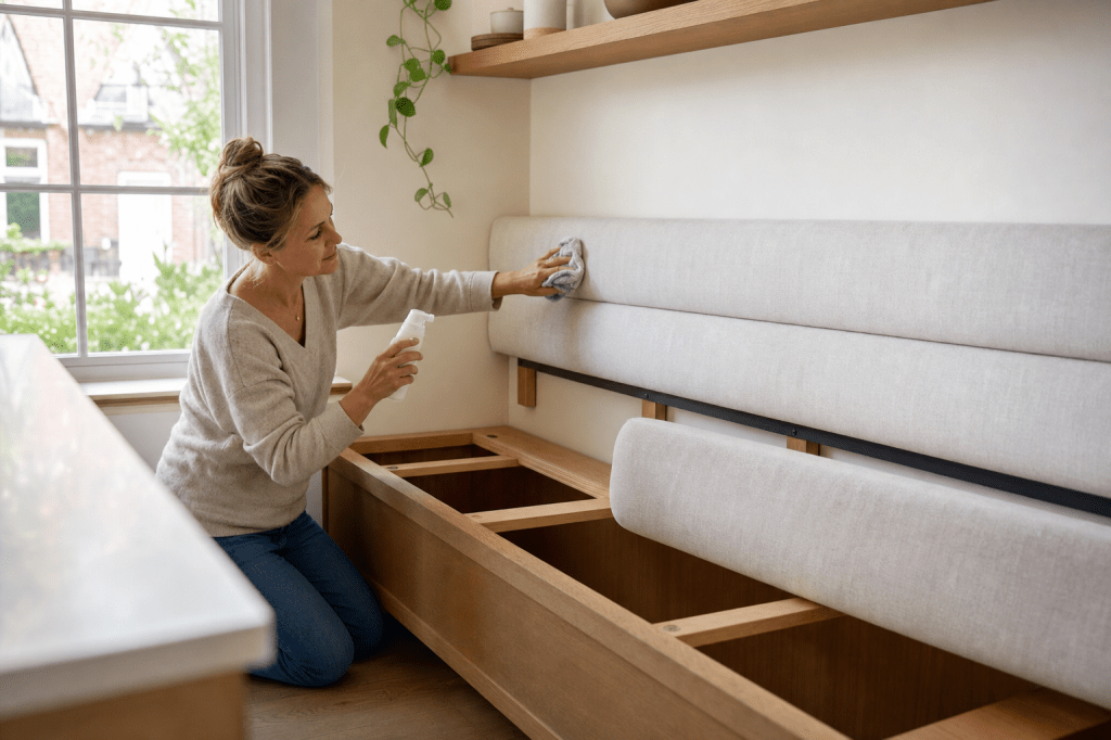 Hoe onderhoud en reinig je een wandbank op maat zodat de bekleding en constructie jarenlang mooi&nbsp;blijven?