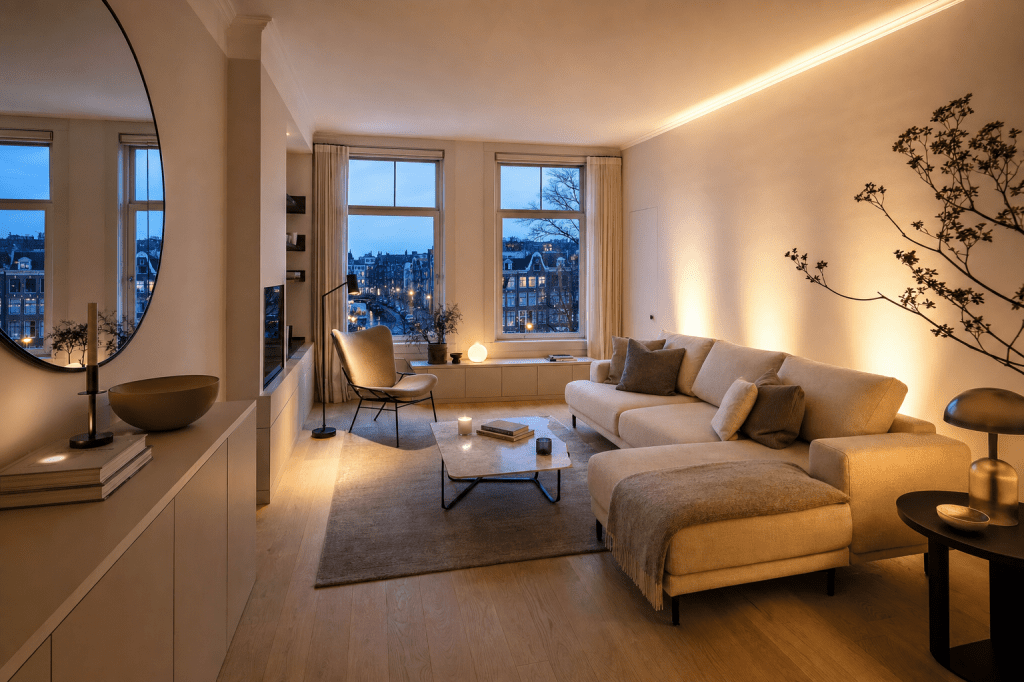 Hoe zorg je met lichtplan en kleurgebruik in je interieurontwerp voor een ruimtelijker gevoel in een kleine&nbsp;woning?