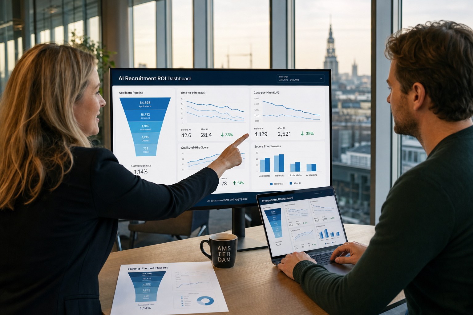 AI recruitment software ROI metrics dashboard