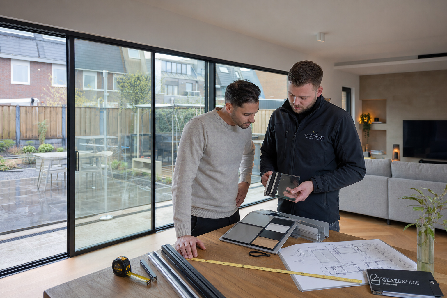 Glazen schuifwanden in moderne woning Helmond